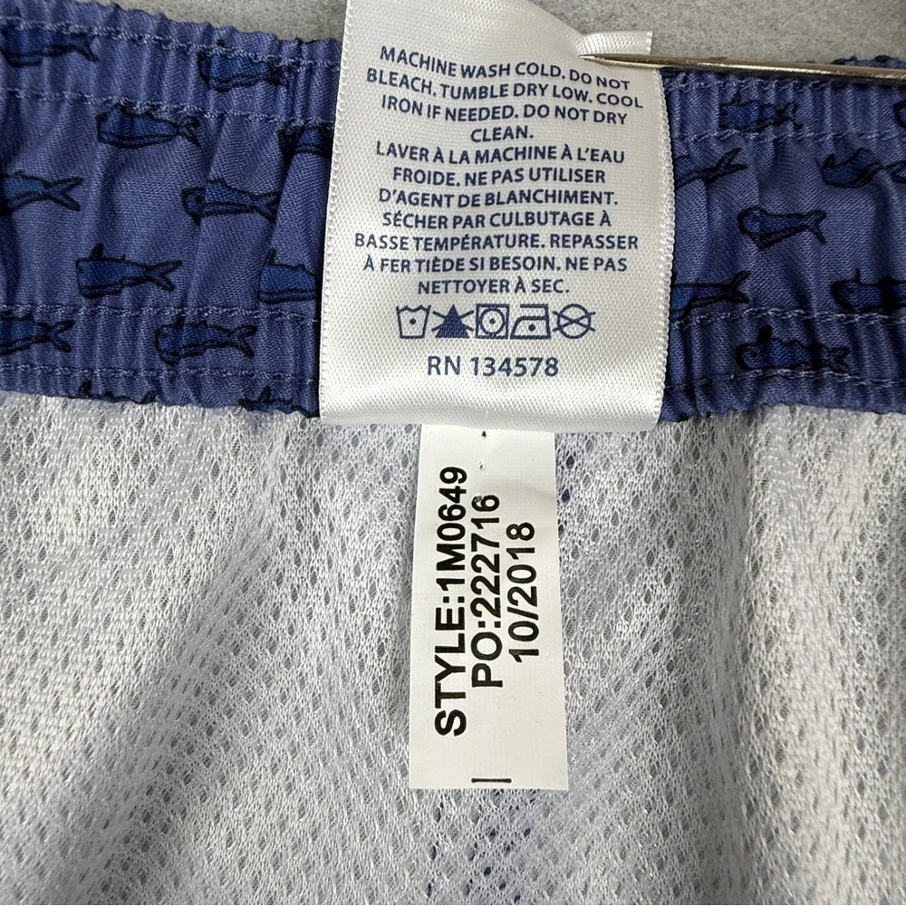 Vineyard Vines Whale Print Swim Trunks Mens XL Blue Mesh Lined Preppy